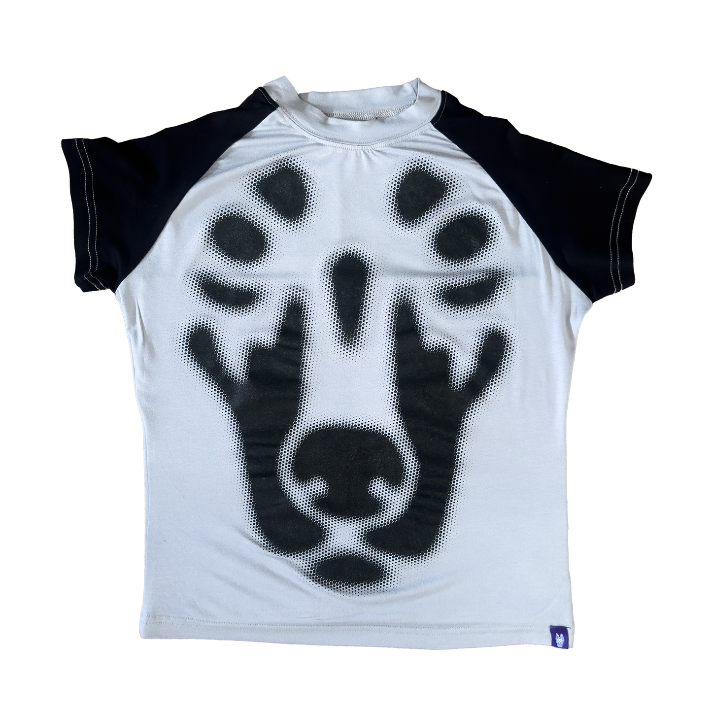 BACKYARD HALFTONE DOBERMAN BABY TEE BLACK GREY