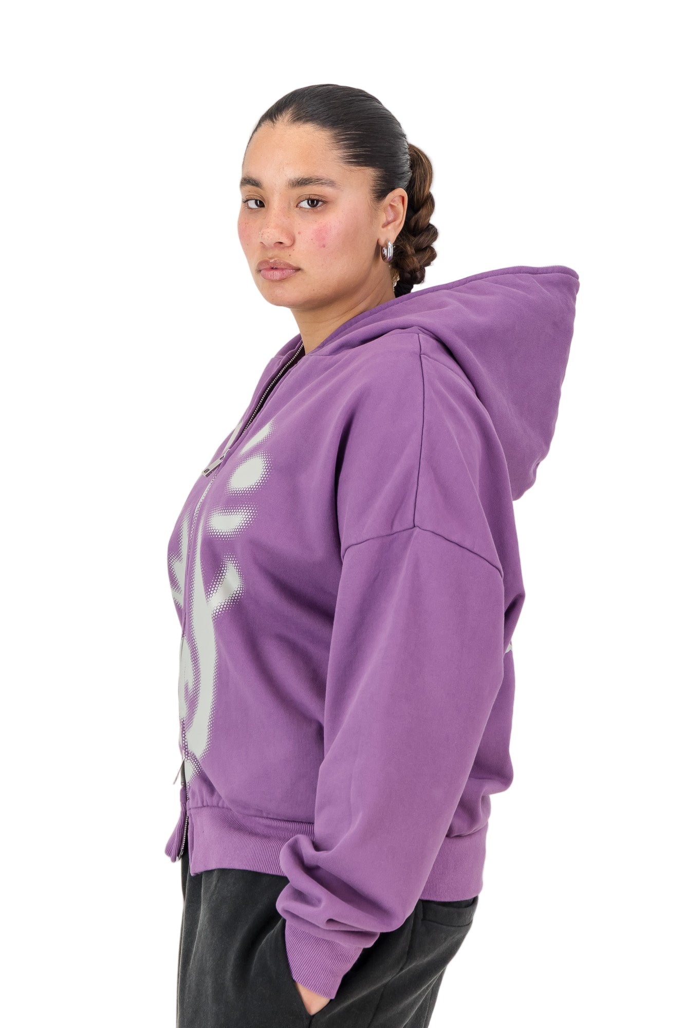 BACKYARD HALFTONE DOBERMAN HOODIE LAVENDAR STONE WASH
