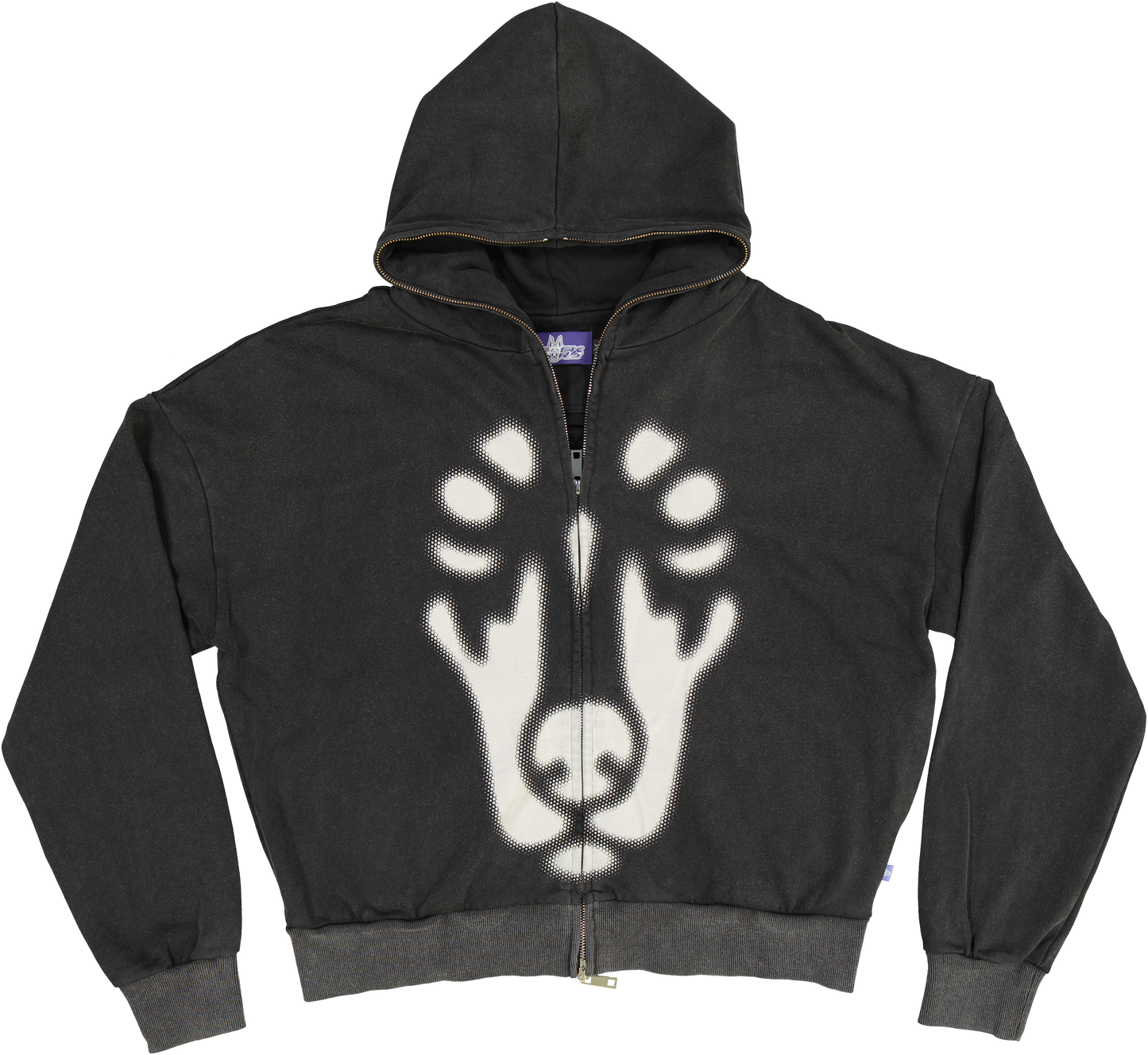 BACKYARD HALFTONE DOBERMAN HOODIE BLACK STONE WASH