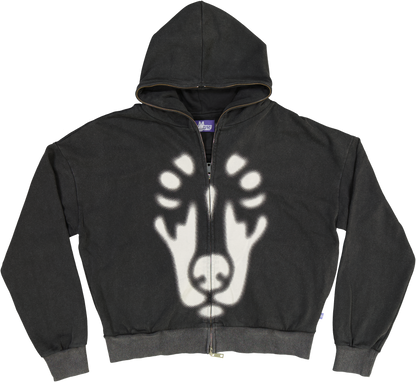 BACKYARD HALFTONE DOBERMAN HOODIE BLACK STONE WASH