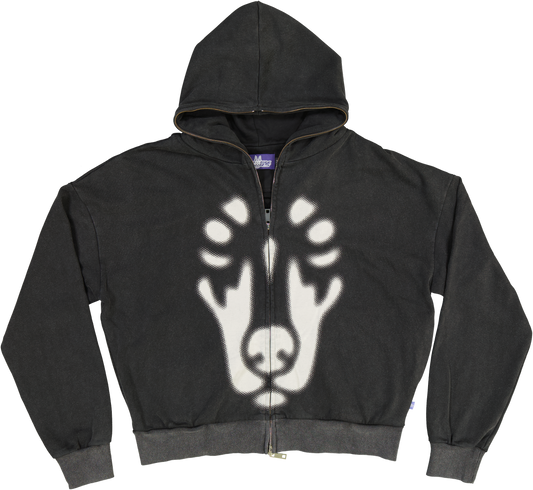 BACKYARD HALFTONE DOBERMAN HOODIE BLACK STONE WASH