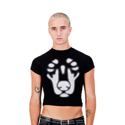BACKYARD HALFTONE DOBERMAN BABY TEE BLACK
