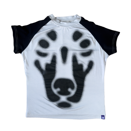 BACKYARD HALFTONE DOBERMAN BABY TEE BLACK GREY