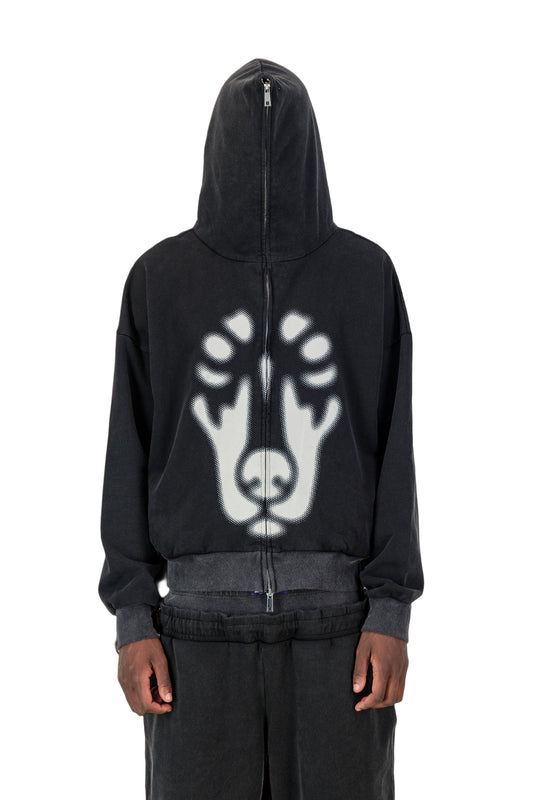 BACKYARD HALFTONE DOBERMAN HOODIE BLACK STONE WASH