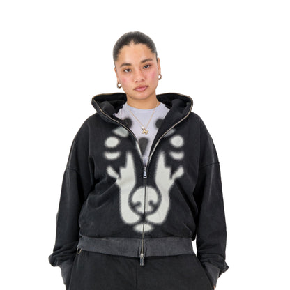 BACKYARD HALFTONE DOBERMAN HOODIE BLACK STONE WASH